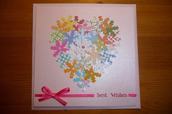 Carte de Noël flocons coeur