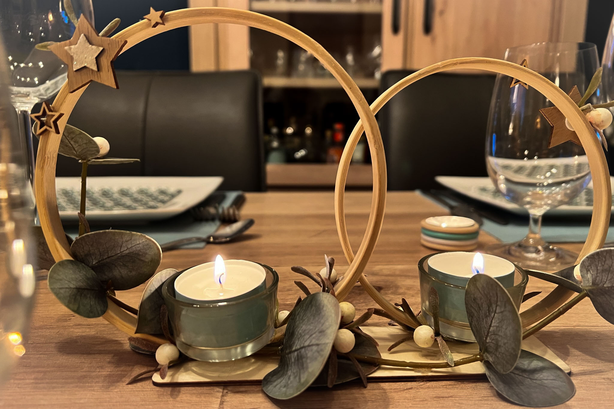 Centre de table cercles en bois