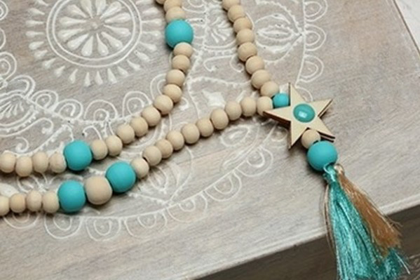 Parure bijoux bois et turquoise